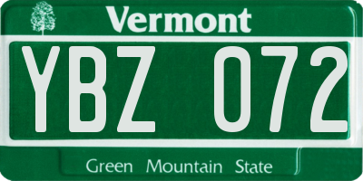 VT license plate YBZ072