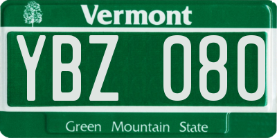 VT license plate YBZ080