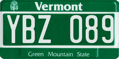 VT license plate YBZ089