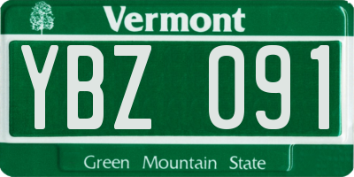 VT license plate YBZ091