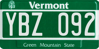 VT license plate YBZ092