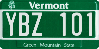 VT license plate YBZ101