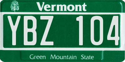 VT license plate YBZ104