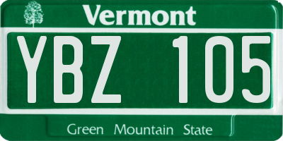 VT license plate YBZ105