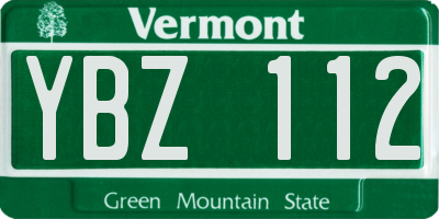 VT license plate YBZ112