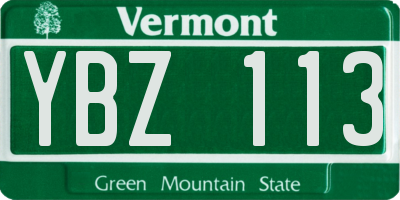 VT license plate YBZ113