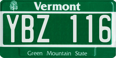 VT license plate YBZ116