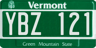 VT license plate YBZ121