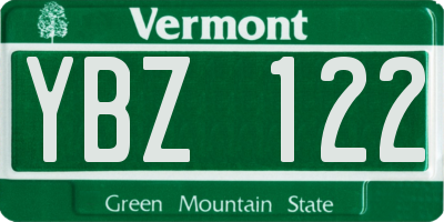 VT license plate YBZ122