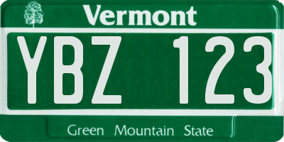 VT license plate YBZ123