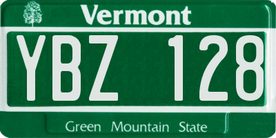 VT license plate YBZ128
