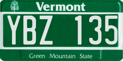 VT license plate YBZ135