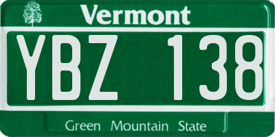 VT license plate YBZ138