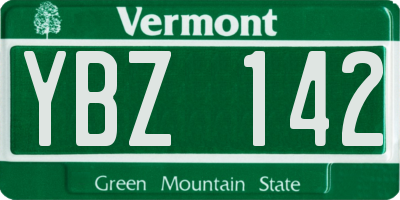 VT license plate YBZ142