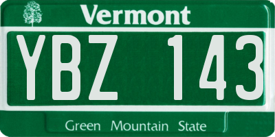 VT license plate YBZ143