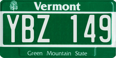 VT license plate YBZ149