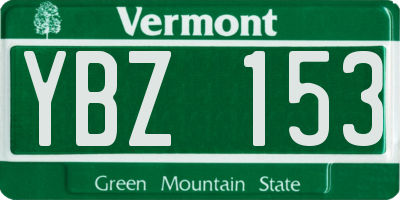 VT license plate YBZ153