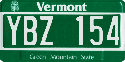 VT license plate YBZ154