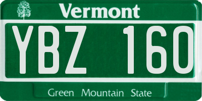VT license plate YBZ160