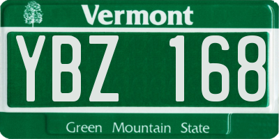 VT license plate YBZ168