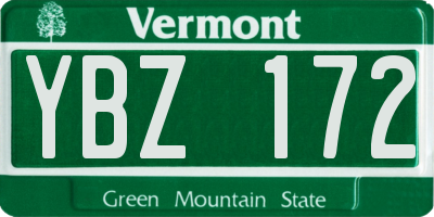 VT license plate YBZ172