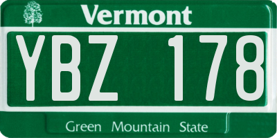 VT license plate YBZ178