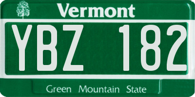 VT license plate YBZ182