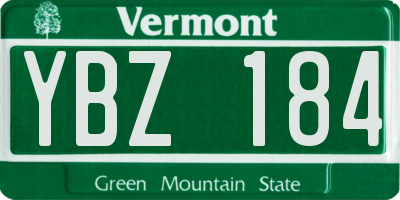 VT license plate YBZ184