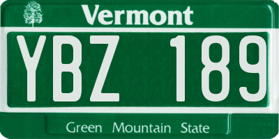 VT license plate YBZ189