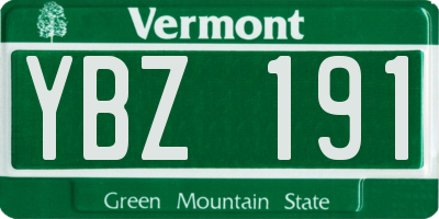 VT license plate YBZ191