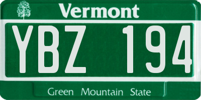 VT license plate YBZ194