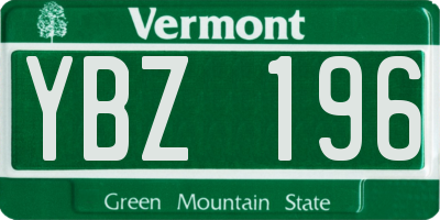 VT license plate YBZ196