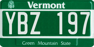 VT license plate YBZ197