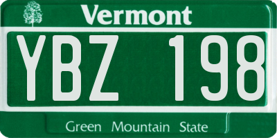 VT license plate YBZ198