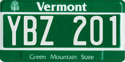 VT license plate YBZ201
