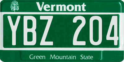 VT license plate YBZ204