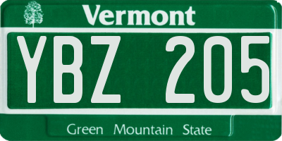 VT license plate YBZ205