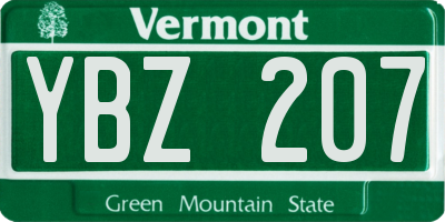 VT license plate YBZ207