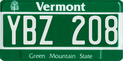 VT license plate YBZ208