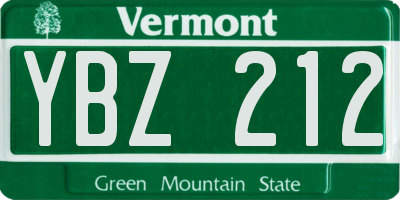 VT license plate YBZ212