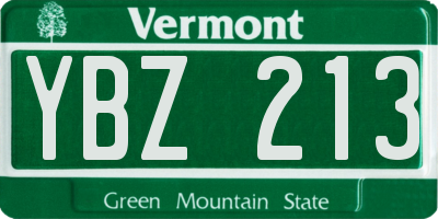 VT license plate YBZ213