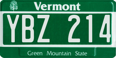 VT license plate YBZ214