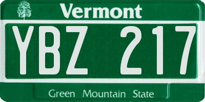 VT license plate YBZ217