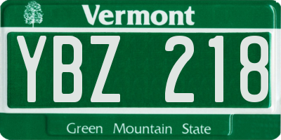 VT license plate YBZ218