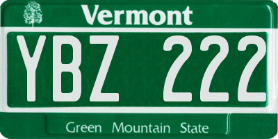 VT license plate YBZ222