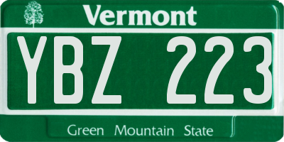 VT license plate YBZ223