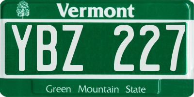 VT license plate YBZ227