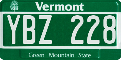 VT license plate YBZ228