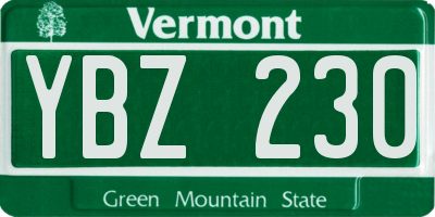 VT license plate YBZ230