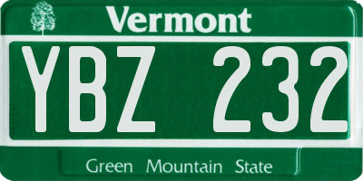 VT license plate YBZ232